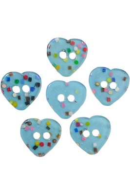  - BUTTON BABY 1198 TURQOUISE HEART 6 PIECES