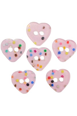 BUTTON BABY 1199 LIGHT PINK HEART 6 PIECES - Thumbnail