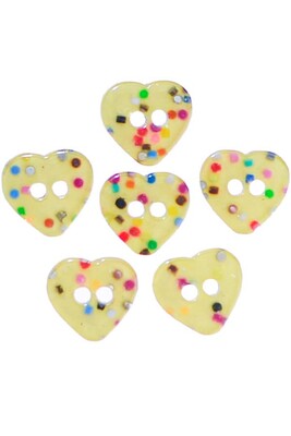  - BUTTON BABY 1200 LIGHT YELLOW HEART 6 PIECES