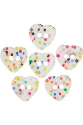  - BUTTON BABY 1206 WHITE HEART 6 PIECES