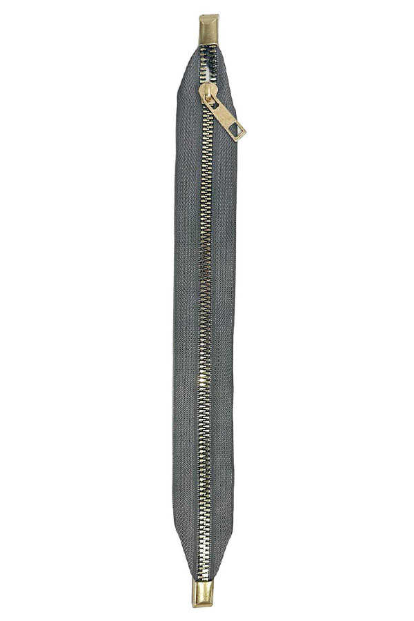 Çanta Fermuarı Dip Kapalı Gri 30 Cm Sarı Diş