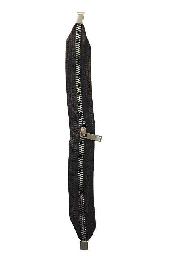 Çanta Fermuarı Dip Kapalı Kahve 30 Cm Gümüş Diş
