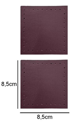 ÇANTA KENAR AKSESUARI KARE 8.50X8.50 CM 2 Lİ BORDO - Thumbnail