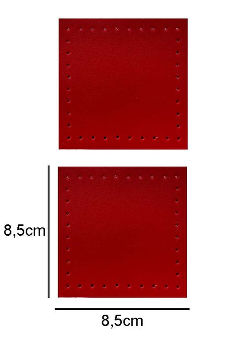  - ÇANTA KENAR AKSESUARI KARE 8.50X8.50 CM 2 Lİ KIRMIZI