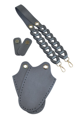  - ÇANTA SETİ DERİ ÖRGÜLÜ GRİ