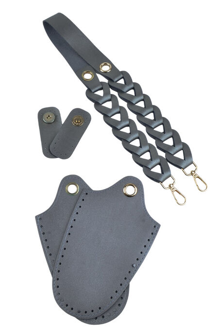  - ÇANTA SETİ DERİ ÖRGÜLÜ GRİ