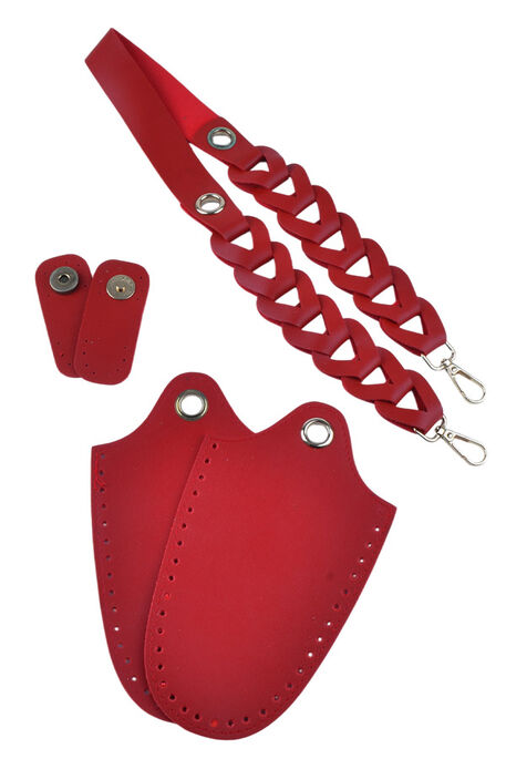  - ÇANTA SETİ DERİ ÖRGÜLÜ KIRMIZI