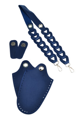  - ÇANTA SETİ DERİ ÖRGÜLÜ LACİVERT