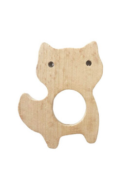  - TEETHER WOOD FIGURE CAT