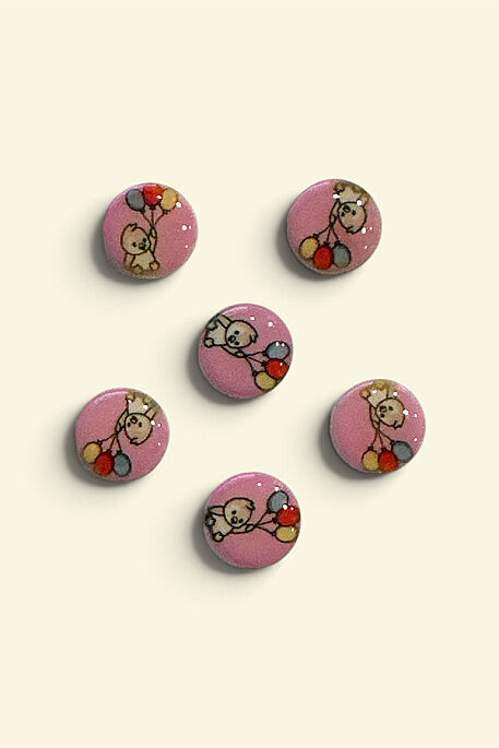 DÜĞME BEBE BALONLU CİVCİV 6 LI PAKET 1,5CM PEMBE - 1