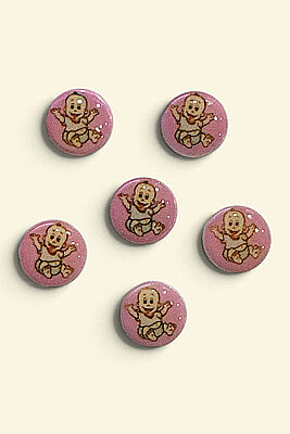 DÜĞME BEBE BEBEK 6 LI PAKET 1,5CM PEMBE