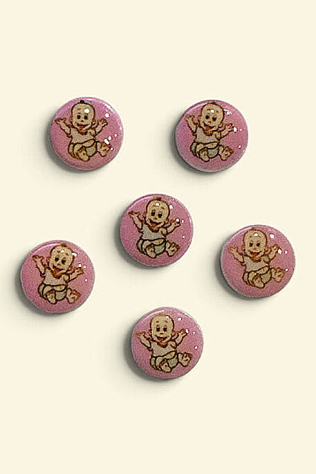 DÜĞME BEBE BEBEK 6 LI PAKET 1,5CM PEMBE - 1