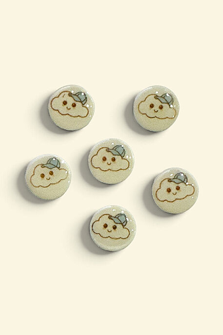 DÜĞME BEBE BULUT 6 LI PAKET 1,5CM BEYAZ - 1
