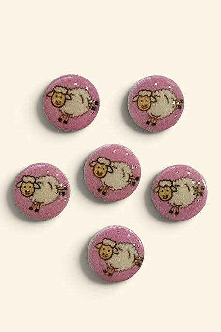 DÜĞME BEBE KUZUCUK 6 LI PAKET 1,5CM PEMBE - 1