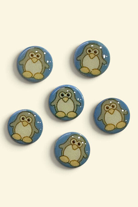 DÜĞME BEBE PENGUEN 6 LI PAKET 1,5CM MAVİ - 1
