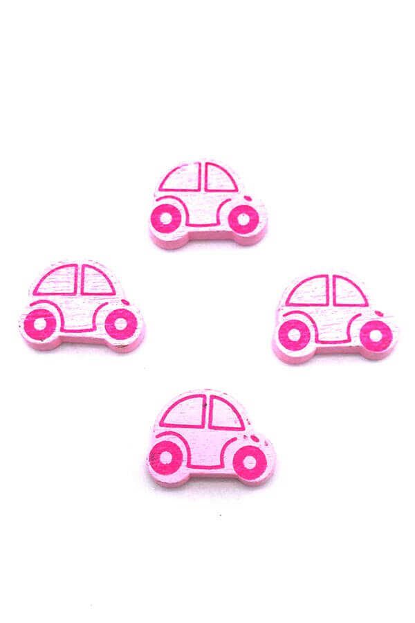 Emzik Zinciri Süsü Ahşap Araba Açık Pembe 16mm