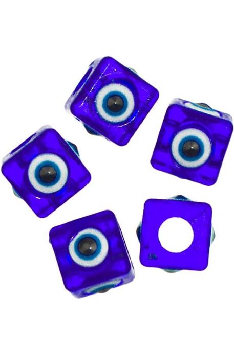  - EVIL EYE BEAD 15 MM SQUARE 03 DARK BLUE 5 PEICES