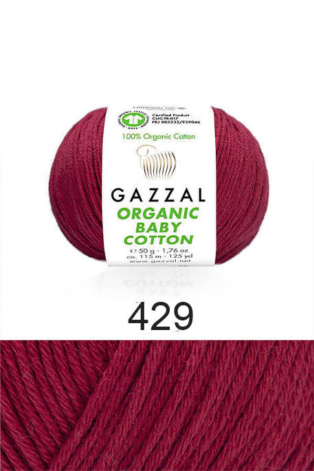 GAZZAL - GAZZAL ORGANIC BABY COTTON 429 Koyu Kırmızı