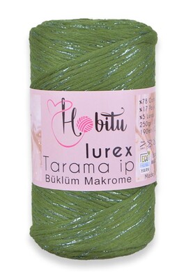 HOBİTU YARNS - HOBİTU BÜKLÜM TARAMA SİMLİ LUREX 187 Yeşil-Gümüş