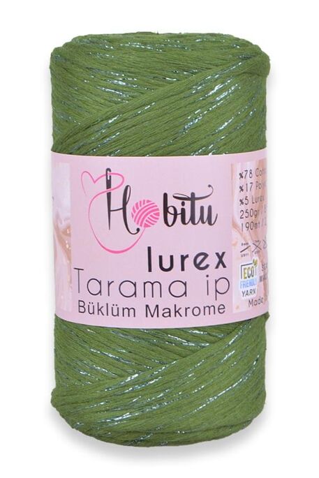 HOBİTU YARNS - HOBİTU BÜKLÜM TARAMA SİMLİ LUREX 187 Yeşil-Gümüş