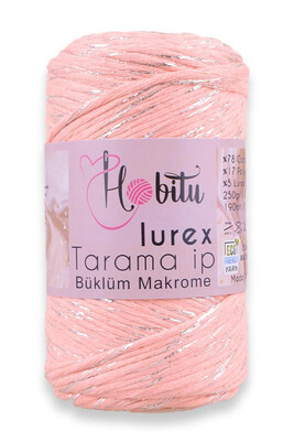 HOBİTU YARNS - HOBİTU BÜKLÜM TARAMA SİMLİ LUREX 195 Somon-Gümüş