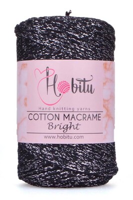 HOBİTU COTTON MACRAME BRİGHT 123 Siyah-Gümüş - Thumbnail