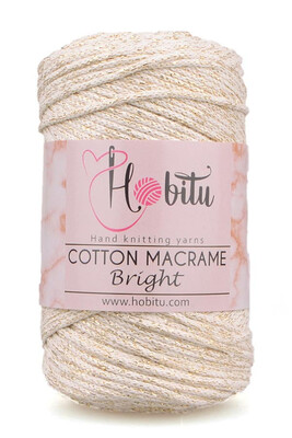 HOBİTU COTTON MACRAME BRİGHT 124 Krem-Altın - Thumbnail