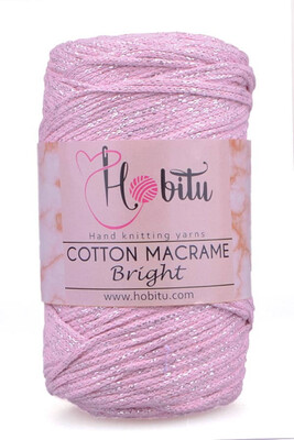 HOBİTU YARNS - HOBİTU COTTON MACRAME BRİGHT 132 Pembe-Gümüş