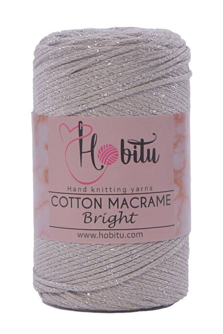 HOBİTU YARNS - HOBİTU COTTON MACRAME BRİGHT 153 Bej Gümüş Sim