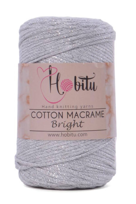 HOBİTU YARNS - HOBİTU COTTON MACRAME BRİGHT 156 Gri-Gümüş