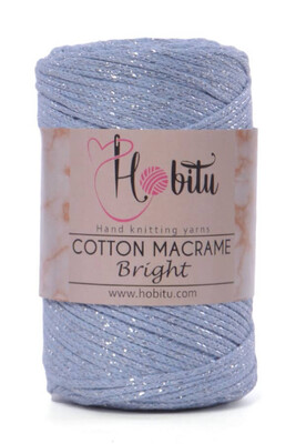 HOBİTU YARNS - HOBİTU COTTON MACRAME BRİGHT 160 Bebe Mavi-Gümüş