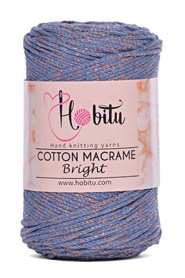 HOBİTU YARNS - HOBİTU COTTON MACRAME BRİGHT 161 Denim-Bakır