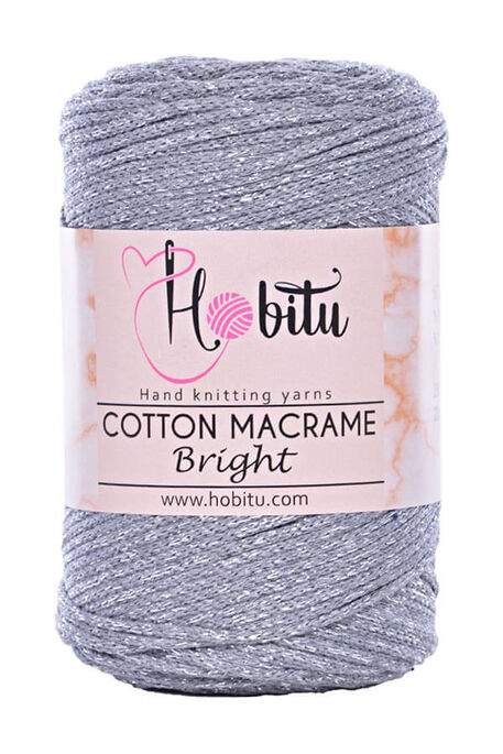 HOBİTU YARNS - HOBİTU COTTON MACRAME BRİGHT 174 Füme-Gümüş