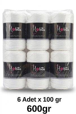 HOBİTU MAKROME 600 GR 6 Lİ PAKET 001 İnci Beyazı
