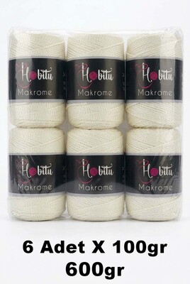 HOBİTU YARNS - HOBİTU MAKROME 600 GR 6 Lİ PAKET 010 Vanilya