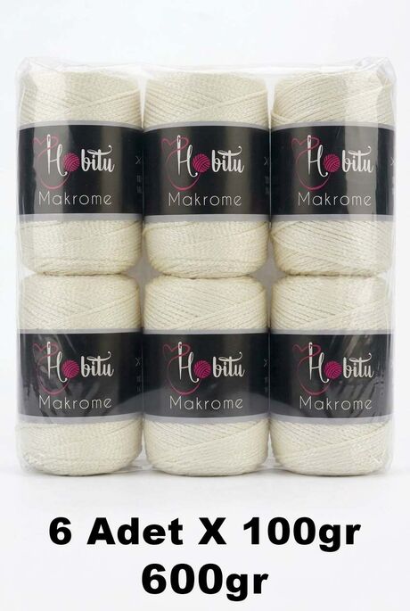 HOBİTU YARNS - HOBİTU MAKROME 600 GR 6 Lİ PAKET 010 Vanilya