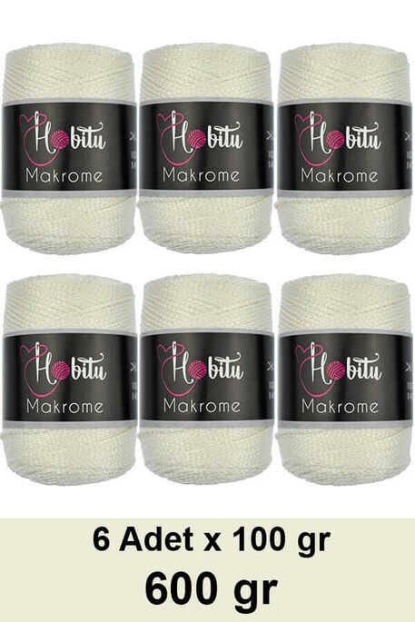 HOBİTU YARNS - HOBİTU MAKROME 600 GR 6 Lİ PAKET 010 Vanilya