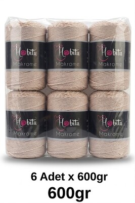 HOBİTU YARNS - HOBİTU MAKROME 600 GR 6 Lİ PAKET 030 Açık Bej