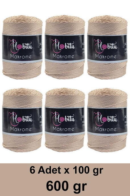 HOBİTU YARNS - HOBİTU MAKROME 600 GR 6 Lİ PAKET 030 Açık Bej