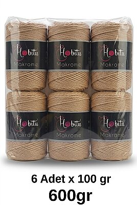 HOBİTU MAKROME 600 GR 6 Lİ PAKET 039 Kahve Çekirdeği