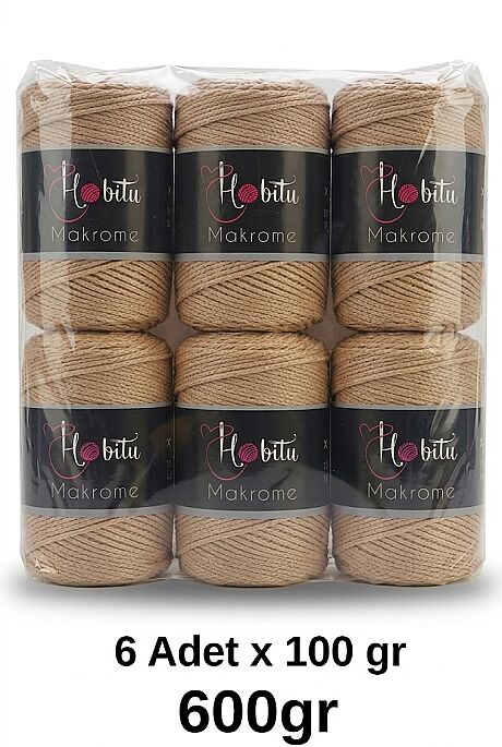 HOBİTU MAKROME 600 GR 6 Lİ PAKET 039 Kahve Çekirdeği - 1