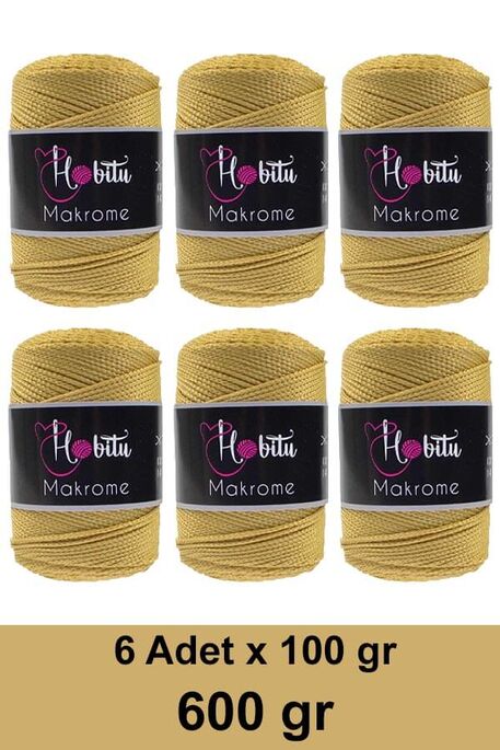 HOBİTU YARNS - HOBİTU MAKROME 600 GR 6 Lİ PAKET 050 Gold