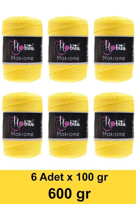 HOBİTU YARNS - HOBİTU MAKROME 600 GR 6 Lİ PAKET 055 Sarı