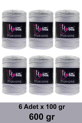 HOBİTU YARNS - HOBİTU MAKROME 600 GR 6 Lİ PAKET 060 Açık Gri