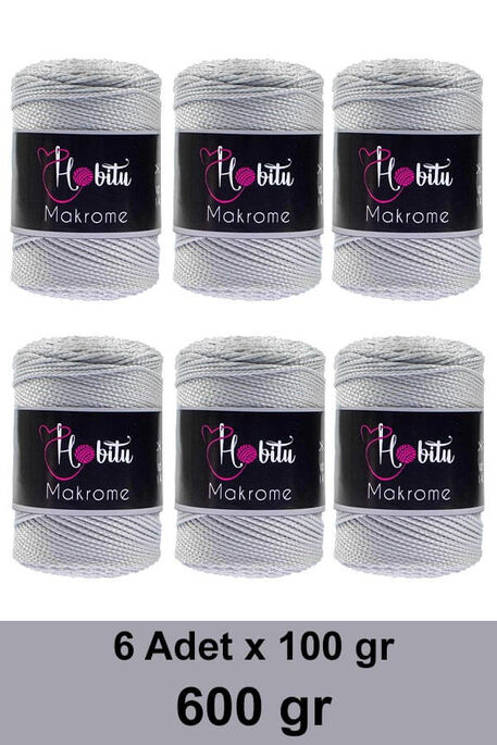 HOBİTU YARNS - HOBİTU MAKROME 600 GR 6 Lİ PAKET 060 Açık Gri