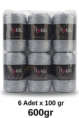HOBİTU MAKROME 600 GR 6 Lİ PAKET 061 Metalik Gri