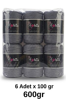 HOBİTU MAKROME 600 GR 6 Lİ PAKET 064 Gri