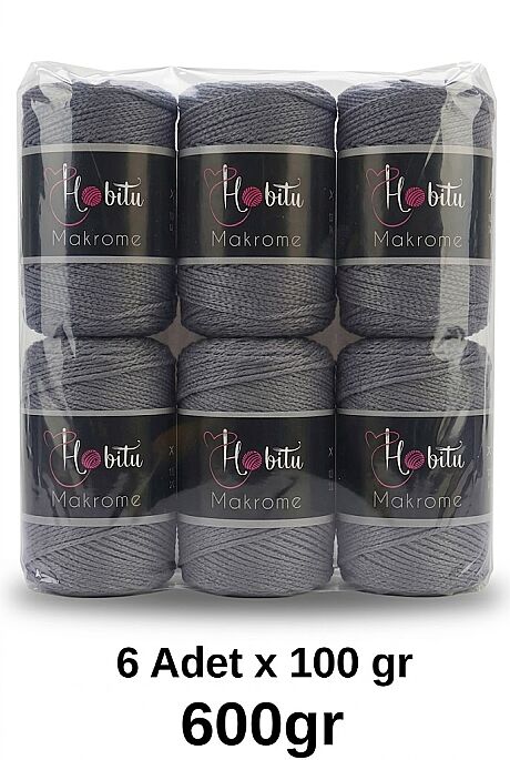 HOBİTU MAKROME 600 GR 6 Lİ PAKET 064 Gri - 1