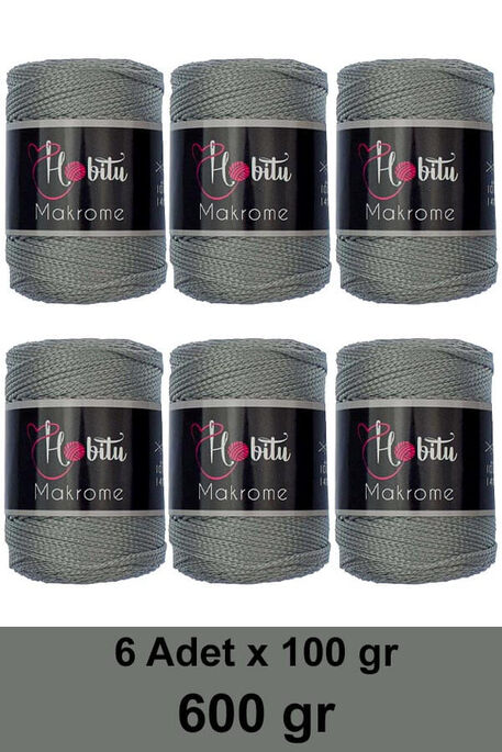 HOBİTU YARNS - HOBİTU MAKROME 600 GR 6 Lİ PAKET 064 Gri