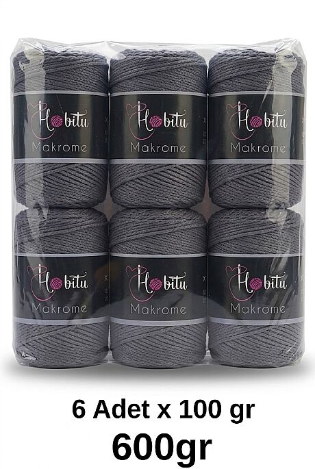HOBİTU MAKROME 600 GR 6 Lİ PAKET 069 Füme - 1